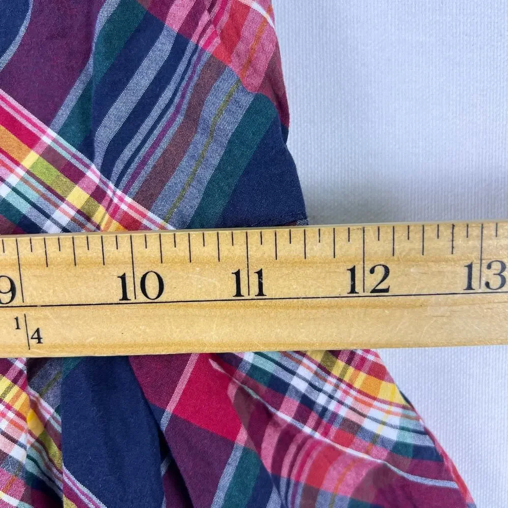 Gymboree Toddler Dress 4T Red Madras Plaid Apple Button Ruffle Cap Sleeve Cotton